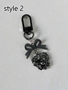 复古蝴蝶结爱心吊坠，包包/手机装饰配件，钥匙扣，丘比特之心吊坠，Y2K可爱百搭包包挂饰，百搭钥匙扣，包包装饰钥匙扣，小礼物，适合送给女性作为生日、情人节、母亲节礼物，情侣配饰 - 銀色 - 查看 15