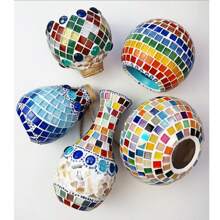 200/400/600pcs Mosaic Tiles Squares Crystal Mosaic Glass Tile For Crafts, And Decoration For Crafts, Handmade And Decoration Handmade Gift Festival DIY Material Home Decoration (Mixed Colors) ﻿