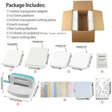 Juego de máquina de troquelado y estampado de tamaño A5 accionada manualmente (con 12 cartones aleatorios + 1 troquel) para hacer tarjetas y manualidades, sin necesidad de fuente de alimentación, adecuado para proyectos DIY y principiantes