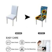 1pc/2pcs/4pcs/6pcs Creative Multi-Color Sunflower Print Home Decorative Chair Cover, Full Coverage High Stretch Slipcover, Dirt-Resistant And Anti-Fouling Chair Protector For Home, Seasonal Decor