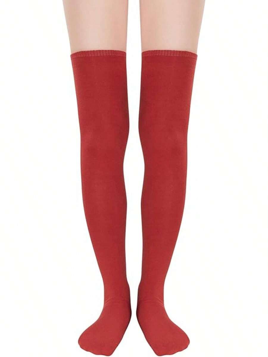 Womens Thigh High Socks Striped High Knee Socks Knee High Socks For Cosplay Long Socks Over The Knee Leg Warmers - Bright Red - View 1