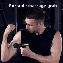Portable Handheld Electric Massage Gun, Mini Massage Gun, 1200mAh Rechargeable Lithium Battery, 4 Accessories, 6-Speed Deep Tissue Massage, Suitable For Body, Back, Neck - USB Charging, Travel Essentials - 黑色 - 查看 2