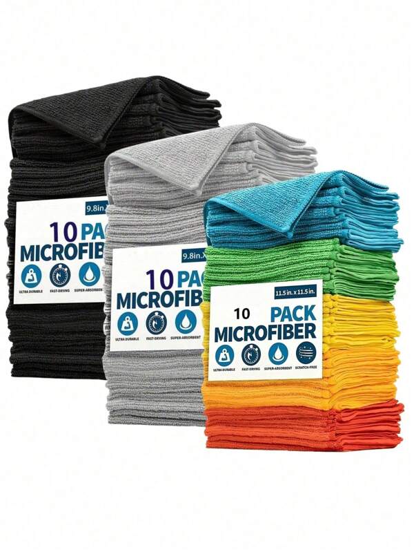 5/10/ Kitchen Towel, Ultra-Fine Fiber Light Gray Cleaning Cloth Set, Absorbent, Soft And Stain-Removing Cloth, For Cleaning Glass, Cooking Bench, Pot, Bowl, Water Tap, Lampblack Machine,Car Wipe Cleaning Cloth