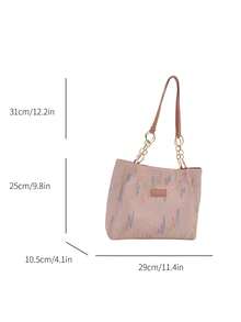 女大容量托特包，2024新款休闲百搭手提包，韩版时尚格纹单肩通勤包