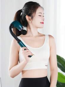 1 套弧形按摩枪，多功能肌肉和颈部按摩器，电动按摩枪，用于背部、腿部、放松，4 个可更换头，便携式和手持式设计，适合运动、日常使用、旅行、办公室，是送给男士和女士的绝佳礼物 - 彩色 - 查看 3