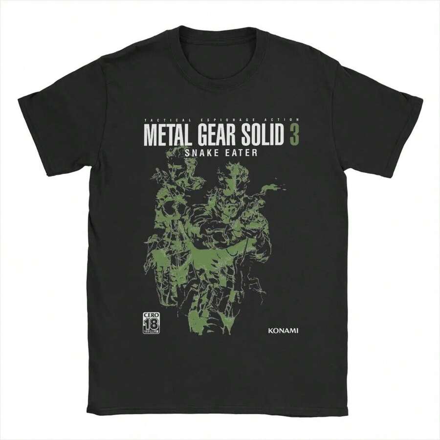 Metal Gear Solid T-Shirt Video Game FPS Geek Unisex Male Female 100% Cotton Top Premium Streetwear Launch Immediate Shipping Various Colors!! Plus Size - Negro - Ver 1