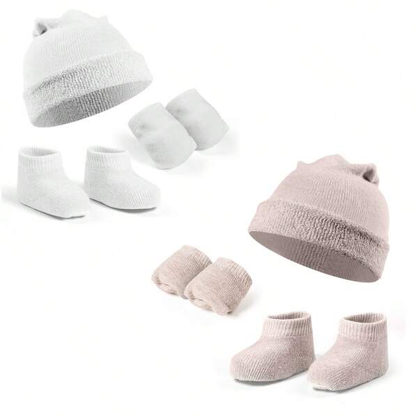 Meias Dallf Conjunto Recém Nascido Touquinha Meia Luvinha Maternida Enxoval Algodão Inverno Verão Atoalhado Dallf