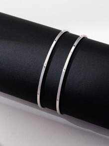 1 pièce Bracelet ouvert minimaliste à ligne géométrique pour femmes, bijou de couleur or pour un port quotidien