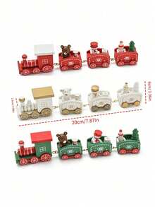 1件圣诞火车装饰品，木制圣诞家居装饰礼品，DIY圣诞火车摆件（随机小熊图案，尺寸较小）