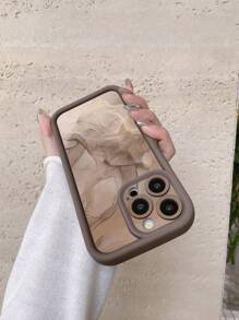 1pc Marble Pattern Design Camera Lens Protection Shock-Proof Coffee Brown Phone Case, Compatible With Apple 11 Pro Max/12 Pro Max/13 Pro Max/14 Pro Max/15 Pro Max/16 Plus/16 Pro Max