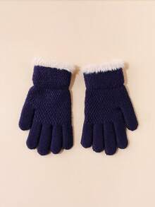 1 Pair Children Knitted Fingerless Gloves With Fringes, Warm Woolen Mittens For Boys & Girls, Autumn And Winter, Suitable For Students Outdoor