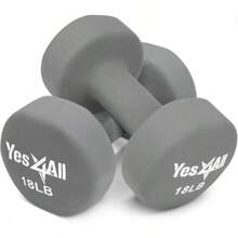 Yes4All Juego de Mancuernas de Mano Recubiertas de Neopreno de 2 Piezas Múltiples Opciones de Peso 15 Colores Antideslizantes Hexagonales - 18 libras - Ver 5