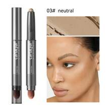 1 件带刷子的轮廓化妆棒，3D 阴影鼻雕哑光遮瑕膏高光高光修容霜，适用于面部化妆 - 彩色 - 查看 13