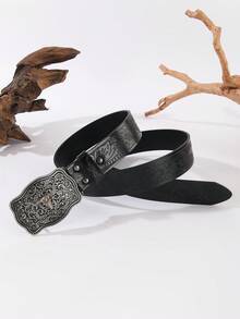 1 chiếc thắt lưng cao bồi miền Tây đa năng, dập nổi hình đầu bò, unisex, phong cách thường ngày, boho, da PU, trang trí đinh tán, bền, thời trang, hàng ngày, trẻ trung, sành điệu, thích hợp cho Ngày Valentine, làm quà tặng, cho người yêu, ngoài trời, đi học, cho bé gái, bé trai, Halloween, Giáng sinh, thắt lưng unisex dùng được cả bốn mùa - màu đen - Xem 16
