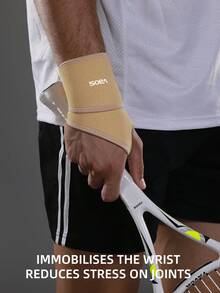 VBOSI 1 chiếc băng quấn cổ tay bằng neoprene có thể điều chỉnh - Nhẹ và thoáng khí với các lỗ thông gió, thiết kế unisex lý tưởng cho việc nâng tạ và đạp xe. - Màu be - Xem 3