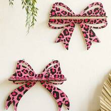 1pc Butterfly Shaped Wall Mounted Jewelry Display Rack, Pink Leopard Print Decorative Storage Organizer, Floating Wall Hanging Rack For Earrings, Necklaces And Rings, Modern Home Decor, Ideal Gift For Her, Stylish Storage Solution For Bedroom Or Bathroom - Multicolor - View 3