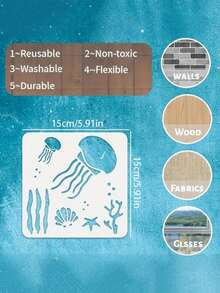 9 buc șabloane cu viață marină 15,01 x 15,01 cm șabloane oceanice pentru pictura animale marine șabloane model DIY șabloane sirenă șabloane din lemn pentru scrapbooking desen trasare mobilier meșteșuguri de perete, pentru rechizite școlare, înapoi la școală - Multicolor - Vizualizare 2