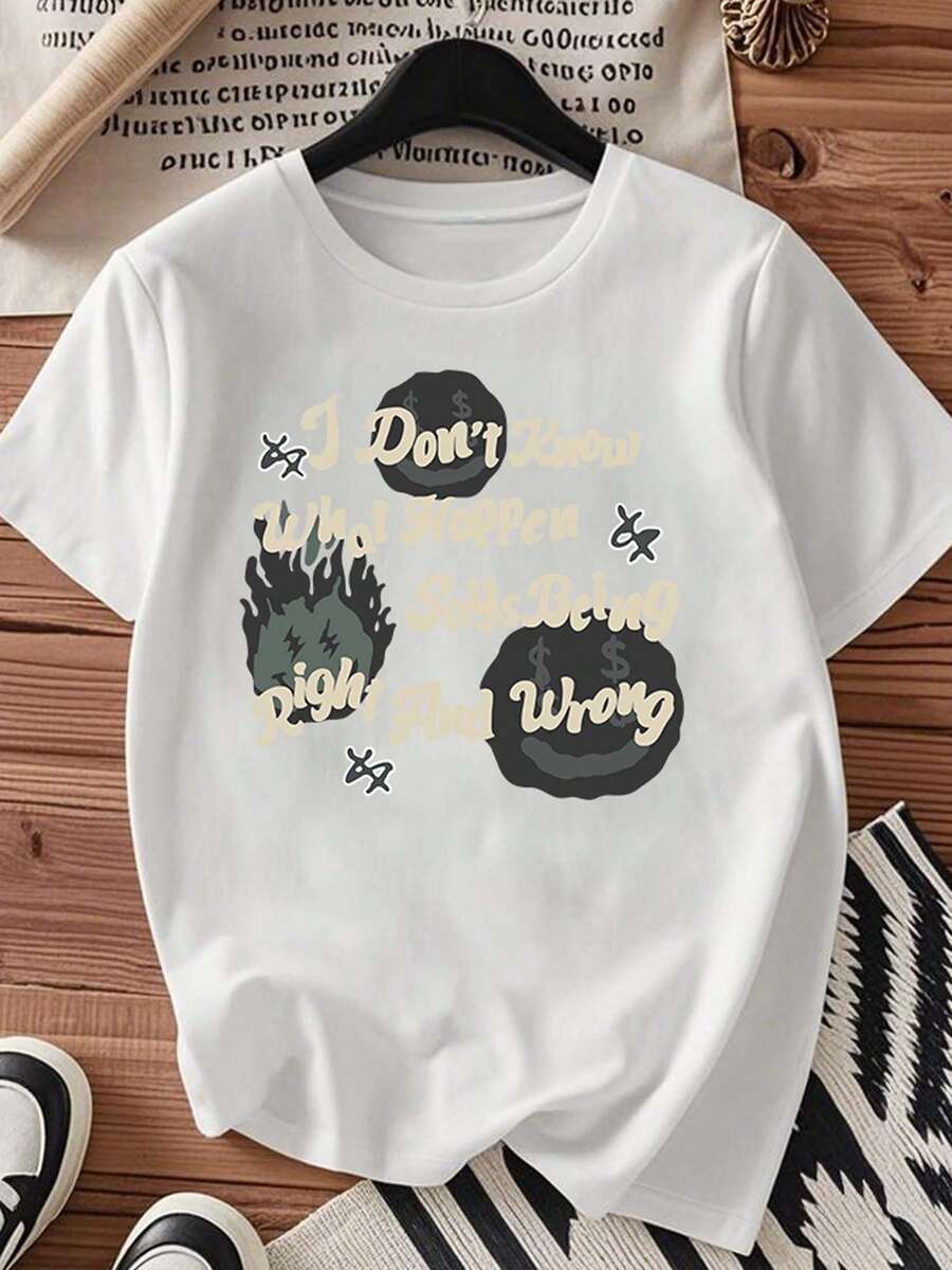 One piece shirts summer tops cotton  clothes women camisas de mujer lindas Camiseta de algodón negro blanca 180g con estampado de frase motivacionalestampado de alta calidad en algodóncuello redondocorte básico holgadopara hombres y mujerestranspirableversátillavable a máquinacómodatallas S a 3XLpara uso diariocasualdeportivoideal para el verano - Blanco - Ver 1
