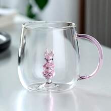 1pc Customized Glass Water Cup, You Can Customize Your Name, High-Quality Cup For Home Use/Cartoon Animal Cup/High Borosilicate Heat-Resistant Glass/Gift, Suitable For Giving To Friends/Family/Parents/Kids - Transparent - View 11