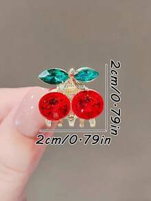 1/2/4/8pcs Red Cherry Pattern Cute Mini Hair Clips, Small Hair Claws, Delicate Hair Accessories, Mini Bangs Clips, Party Favors, Suitable For Daily Wear - Multicolor - View 2