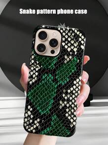 1pc Fashionable UV Printed Snake Skin Pattern PU Leather Phone Case, Shockproof With Transparent Design, Suitable For IPhone 11/12/13 Pro/14/15 Plus/16 Pro Max, Dual-Layer TPU Protective Cover, Multi-Colors