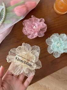 3 buc/1 buc agrafe de păr elegante din organza pentru femei, 3,62 in/9,2 cm roz/verde mentă/bej, accesorii de păr drăguțe în stil stradal, pentru purtare zilnică, machiaj, baie, naveta, vacanță, școală, petrecere, cadou, agrafe cu gheare, gheare de păr, agrafe de păr, agrafe de păr, agrafă de păr tip aligator, lucruri școlare