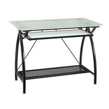 Osp Designs Osp Designs Newport Computer Desk With Frosted Tempered Glass Top, Pullout Keyboard Tray, And Bla Powder Coated - Multicolor - View 2