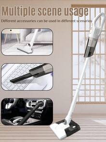 Accessoires de nettoyage ménagers, aspirateur sans fil puissant à haute aspiration avec tête de brosse flexible et design portable, robot de nettoyage, convient pour tapis de voiture, maison, bureau, sols durs, poils d'animaux de compagnie, etc.