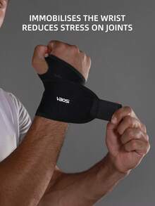 VBOSI 1pc Adjustable Neoprene Wrist Wrap - Lightweight & Breathable With Ventilation Holes, Unisex, Ideal For Weightlifting, Cycling And Other Sports, Gym Wrist Wrap Accessory - Black - View 3