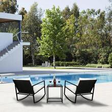 4 Piece Outdoor Conversation Set PE Wicker Black With Cushions, Patio Conversation Set, Rattan Sofa Set For Garden, Deck - A - 查看 4