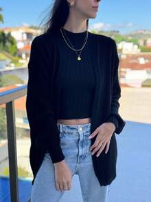 WINTER CARDIGAN COAT COLD HOT LINE - Black - View 1