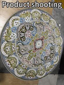 1 件复古印花长毛地毯，水晶绒材质，吸水快干，不掉毛不褪色，柔软透气，易于清洁 - 彩色 - 查看 6