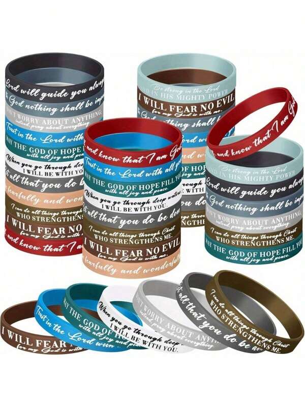 20pcs Bible Verse Bracelets, Bulk Silicone Bracelet With Inspirational Quotes, Christian Rubber Wristbands For Men Women, Easter Party, Christmas Gifts