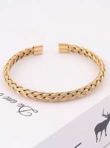 1pc Elegant Creative Wire Woven Stainless Steel Bracelet For Women