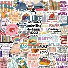 50 pezzi Adesivi per amanti dei libri, adesivi riutilizzabili con cartoni animati, adesivi per lettura, adesivi per libri, adesivi per lettere, adesivi graffiti, adesivi decorativi, adesivi in vinile impermeabili, adesivi estetici per laptop, adesivi per skateboard, adesivi per borracce, adesivi per quaderni