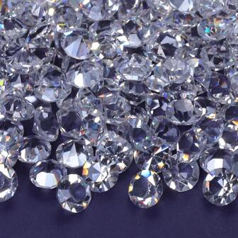 3MM 透明尖底圆形桌面，带 16 颗高透明度水晶钻石水钻贴片，DIY 手工创意钻石镶嵌材料，适用于珠宝、发饰和服装装饰配件