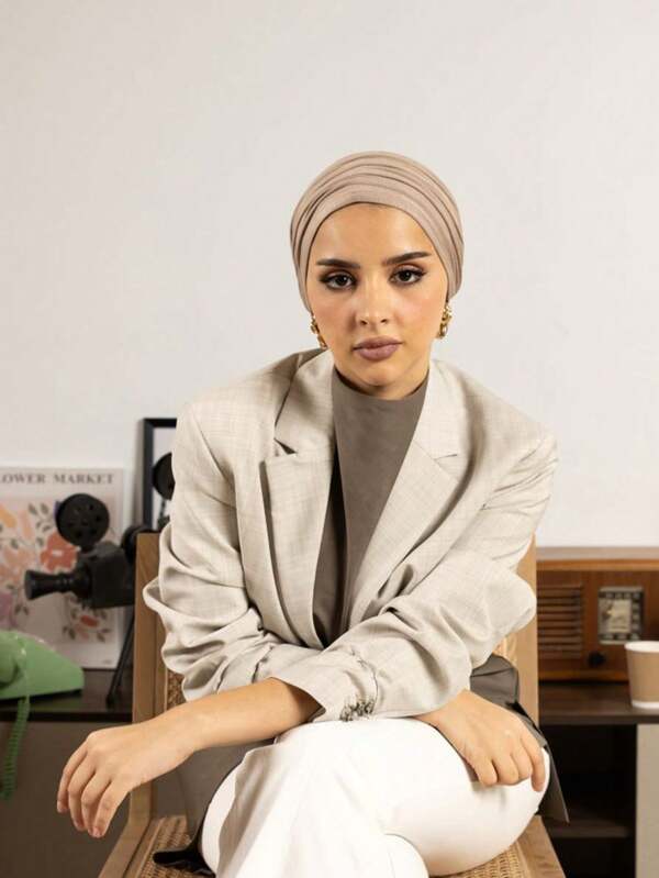 1pc Women's Classic Solid Color Hijab Scarf, 3 Different Wearing Methods, Multi-Purpose, Practical Stretchy Headscarf, Soft Modal Fabric, Comfortable For Daily Wear, Sports, Yoga