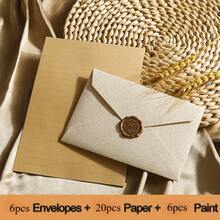 1/16/32/64 件豪华亚麻信封和信件套装 - 自封，纸质材料，适用于 DIY 礼品、婚礼/派对邀请函、万圣节、圣诞节、办公室联系人、返校季节（查看产品详情了解套装内容）