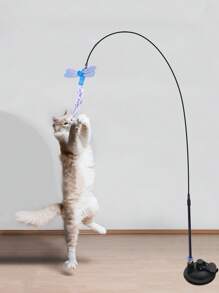 Upgraded Strong Suction Cup Cat Teaser Wand, Plush Animal Replacement Head, Self-Entertaining Durable Cat Chewing Toy, Pet Supplies