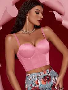 Apperloth A Women's Sexy Sheer Mesh Crop Cami, Adjustable Spaghetti Strap Tank Top - Pink - View 1