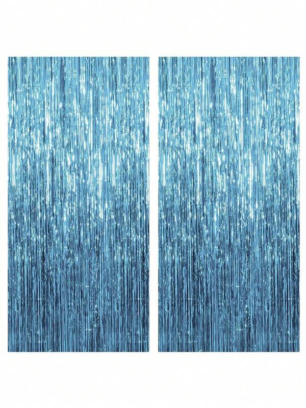 4 包铝箔窗帘背景银色金属丝铝箔流苏窗帘照片展位道具适用于生日婚礼订婚迎婴派对单身派对圣诞节节日庆祝派对装饰