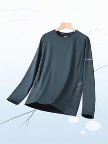 1 件男士纯色圆领长袖 T 恤，男士健身服，男士运动服，适合运动、健身房、户外活动，适合徒步旅行、跑步，适合运动员、丈夫、男朋友，运动的最佳选择，优质面料，专为运动设计，秋冬 - 藍色 - 查看 11