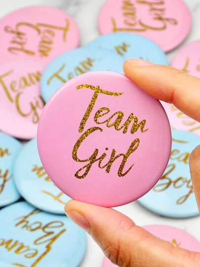 20 Pieces Gender Reveal Wedding Party Decoration Badges, Party Accessories, Game Props, Decorations, Party Decorations And Celebration Badges, Pink And Blue Colours, Round Tinplate Badge Imprint, Creative Badges