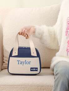 Insulated Lunch Bag With High-Quality Oxford Fabric Colorblock Design, Comes With Meal Bag, Bento Box Bag, Customized Embroidery Of Your Name Or Personal Text To Make Your Lunch Bag Unique, Suitable For Office Workers Commuting, Family Parties, Outdoor Picnics, Camping, Holiday Gatherings, Beach Vacations, Student Meals, Also A Great Gift - Multicolor - View 9