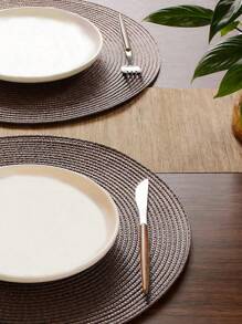 6pcs/Set 15-Inch Round Woven Placemat, Washable Anti-Slip Dining Table Mats