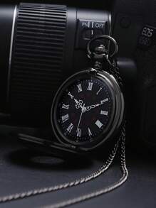 1 Stück Taschenuhr im Retrostil mit Klappdeckel, mechanisch, Halskette, Vintage europäischer Stil, geeignet für Männer und Frauen, Geschenkidee zum Geburtstag, für den Schulbeginn