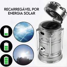 Portable Solar Lantern Fan USB Rechargeable LED Camping And Emergency Lamp - Silver - View 3