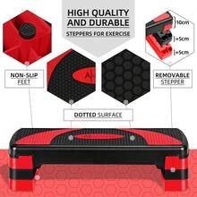 ACTIVE FOREVER Steppers For Exercise , Aerobic Step Board And Height Adjustable, Non-Slip Fitness Stepper Equipment For Exercise Workout Home Office - 78cm-三層-黑紅 - 查看 3