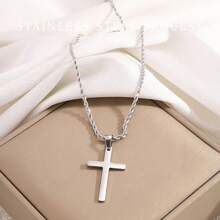 1 Piece Of Simple And Fashionable Hip-Hop Street Style Cross Pendant Stainless Steel Necklace Suitable For Men To Wear On The Street Every Day