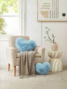 心形抱枕，粉色母亲节心形抱枕，爱心抱枕礼物，心形抱枕，仿兔毛房间装饰抱枕，客厅，卧室，适合万圣节，圣诞节，日常装饰使用 - 藍色 - 查看 3